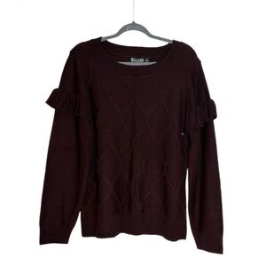 7th Avenue New York & Company Burgundy Ruffle Sleeve Sweater XL
